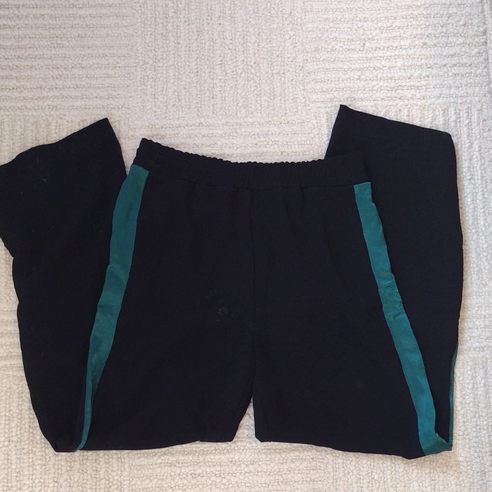 Maje Women's Black Joggers with Green Stripes